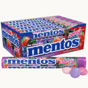 Mentos Berry Flavor Chewy Candy Rolls, 14 Pieces per Roll, 15-Count Bulk Pack, Perfect for Parties, Office & Concessions