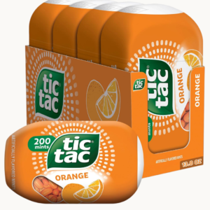 Tic Tac Orange Mints, Refreshing Orange Flavor, 200 Pieces, 4 Pocket-Size Bottles, 3.4 oz Each