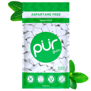 PUR Spearmint Sugar-Free Xylitol Gum, Refreshing Mint Flavor, No Artificial Flavor, 55 Count