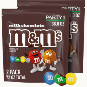 M&M'S Milk Chocolate Candy, Party Size 38 oz Bags, 2-Pack Bulk