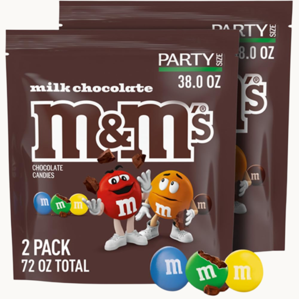 FAST CART DEALS (2) M&M'S Milk Chocolate Candy, Party Size 38 oz Bags, 2-Pack Bulk