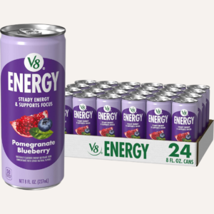 V8 Energy Pomegranate Blueberry Energy Drink, 8 fl oz Cans, 24-Pack, Fruit & Vegetable Juice Blend