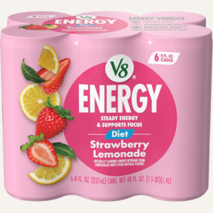 V8 Energy Diet Strawberry Lemonade Energy Drink, 8 fl oz Cans, 6-Pack, Fruit & Vegetable Juice Blend