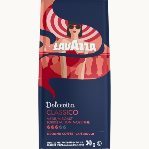 Lavazza Classico Ground Coffee, Medium Roast, Rich & Balanced Italian-Style Coffee, 340 g